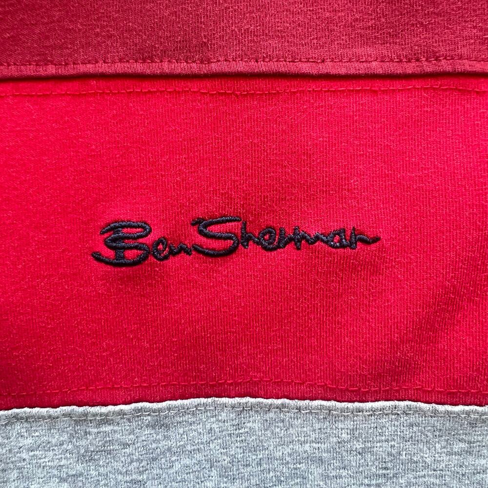Ben Sherman XL 1/4 Zip Pullover Red Gray Colorblock Knit Sweater - Picture 3 of 14